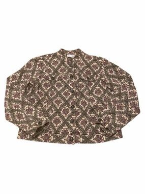 Charter Club Paisley Geometric Button Up Jacket Floral Pockets Women's Medium